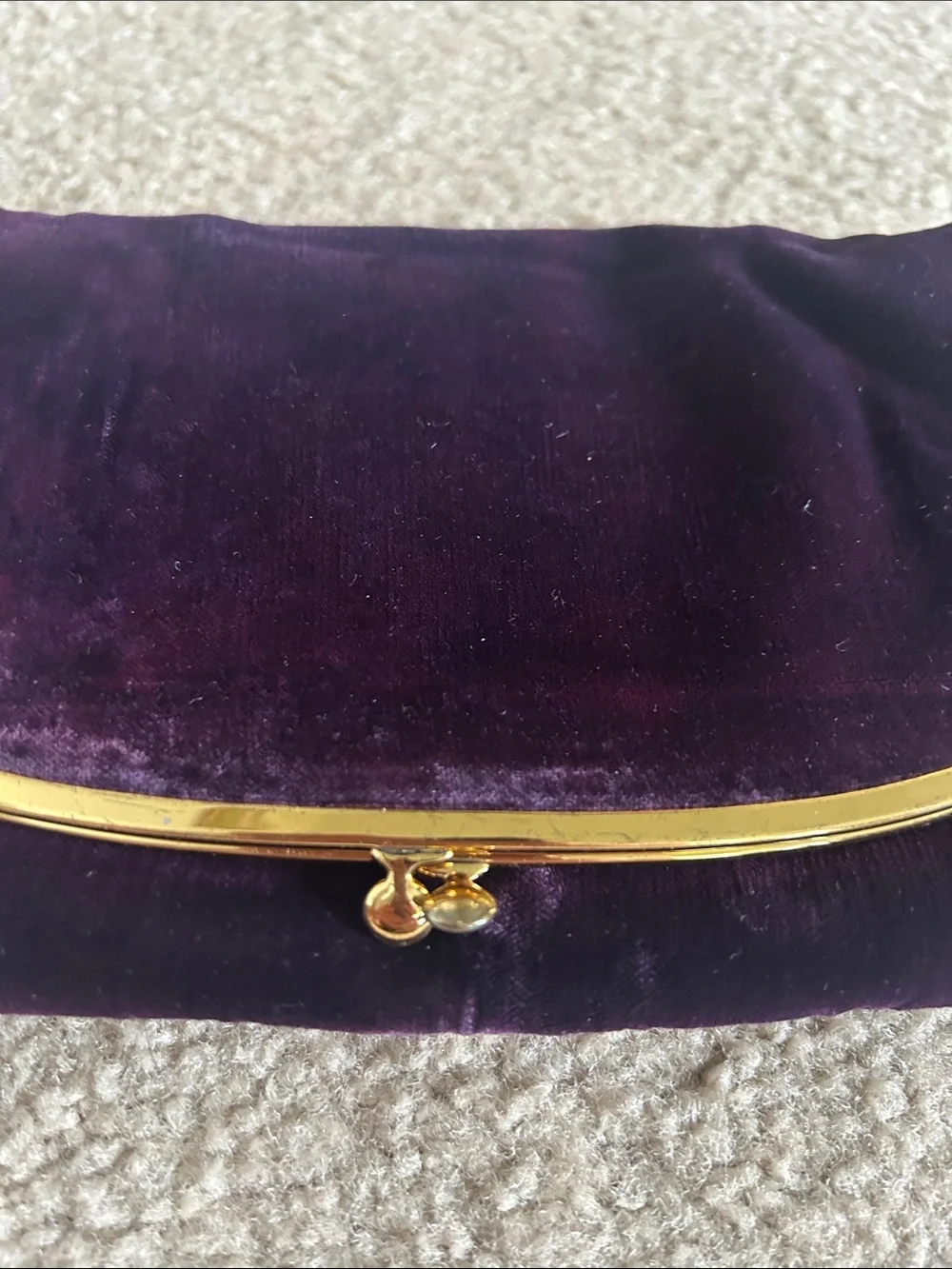 Coblentz Vintage Deep Purple Velvet Fold-Over Clutch